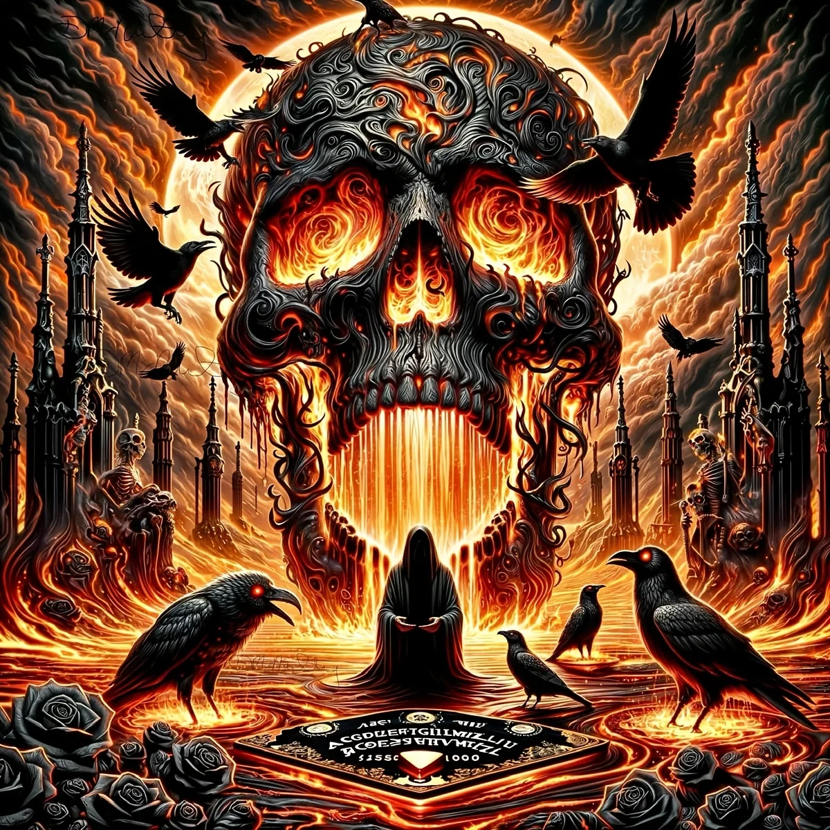 500PCS/1024 PCS Jigsaw Puzzles Horror Skeletons Crows Challenging Family Activity Game for Gameroom Bedroom Gift Home Decor