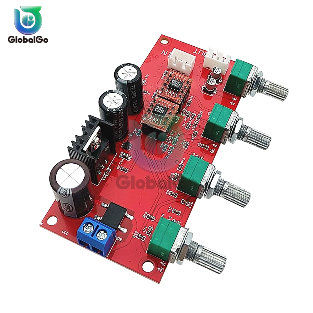 AD828 HIFI Stereo Preamp Amplifier Board Volume Tone Control Sound Adjustment Preamplifier Treble Balance Bass Board