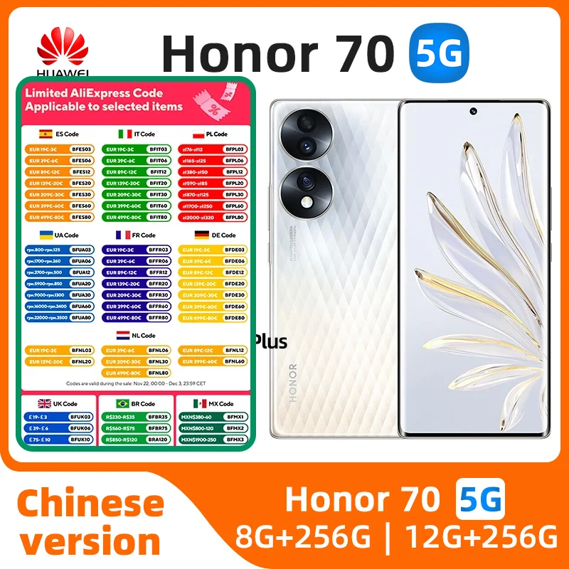 Original Honor 70 5G Smartphone 6.67