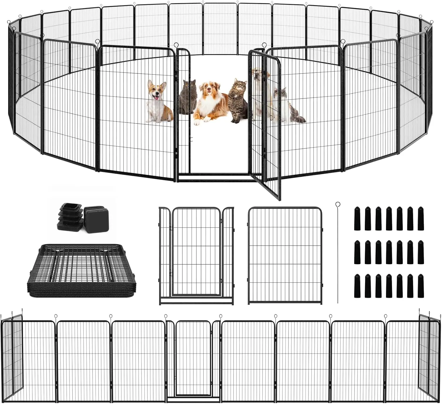 

Dog Playpen Outdoor Extra Wide 24 Panels Heavy Duty Dog Fence 47" Height Anti-Rust with Doors Portable for RV Camping Yard