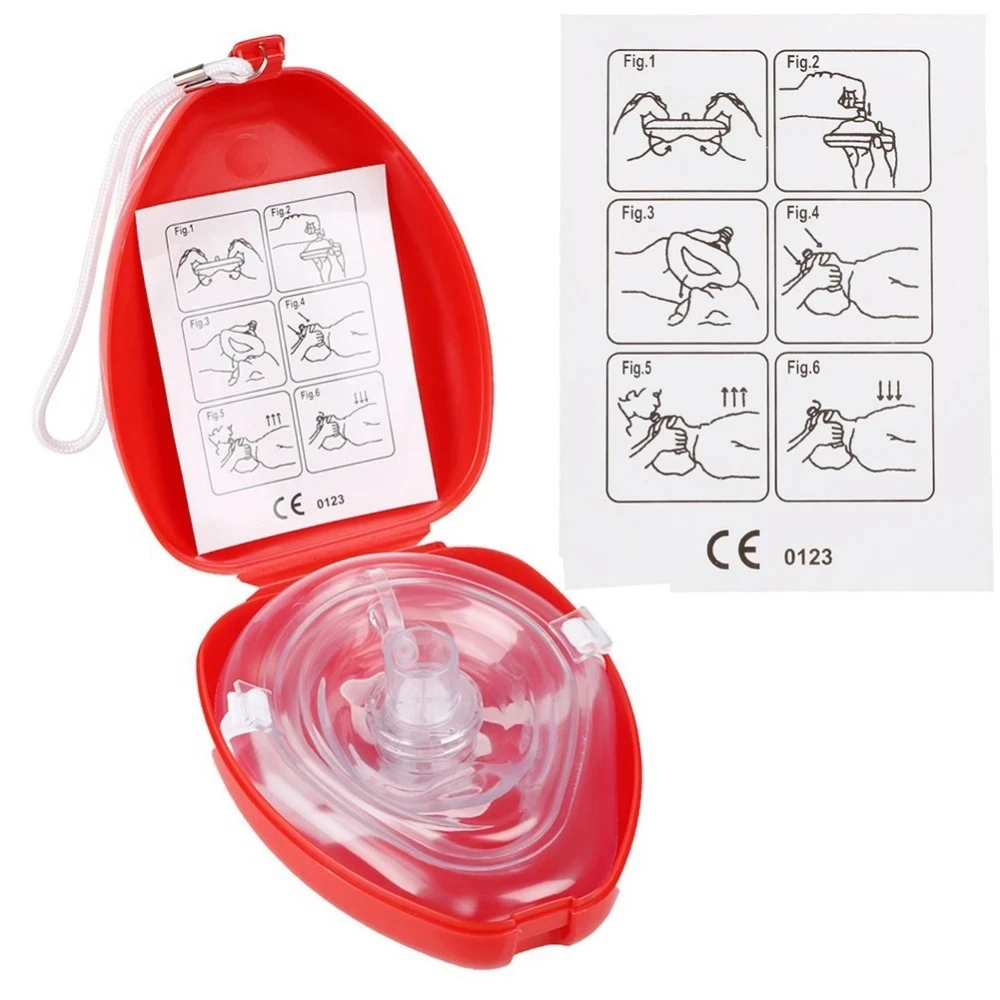 1pcs-10pcs Professional First Aid CPR Breathing Mask Protect Rescuers Artificial Respiration Reuseable With One-way Valve Tools