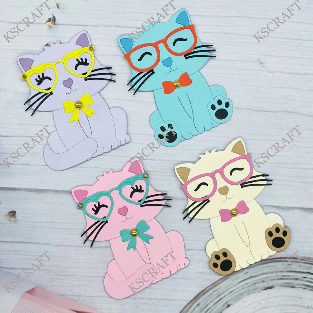KSCRAFT Cute Cats Cutting Dies Stencils for DIY Scrapbooking Decorative Embossing DIY Paper Cards
