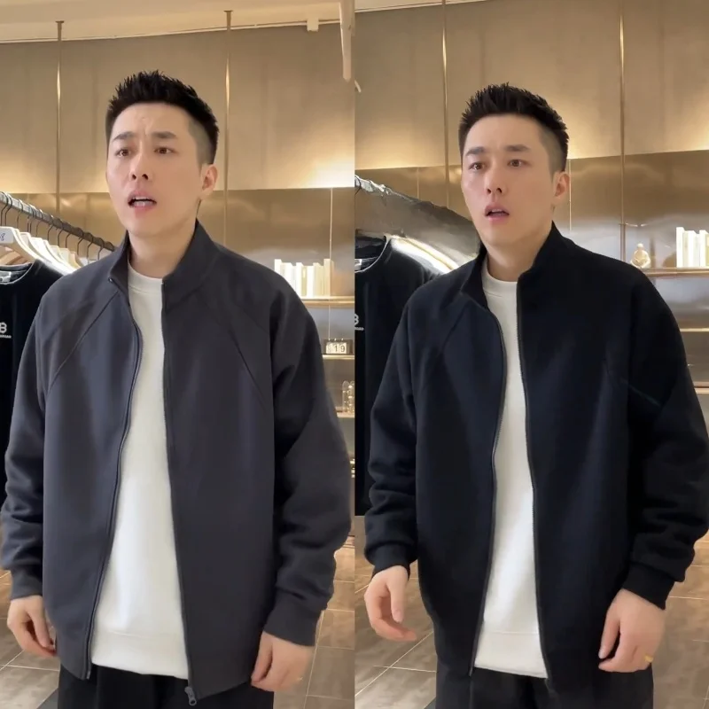 

Мужская модная повседневная куртка с воротником-стойкой и вставками на плечах, весна-осень, новая модель, на молнии, для отдыха, из полиэстера