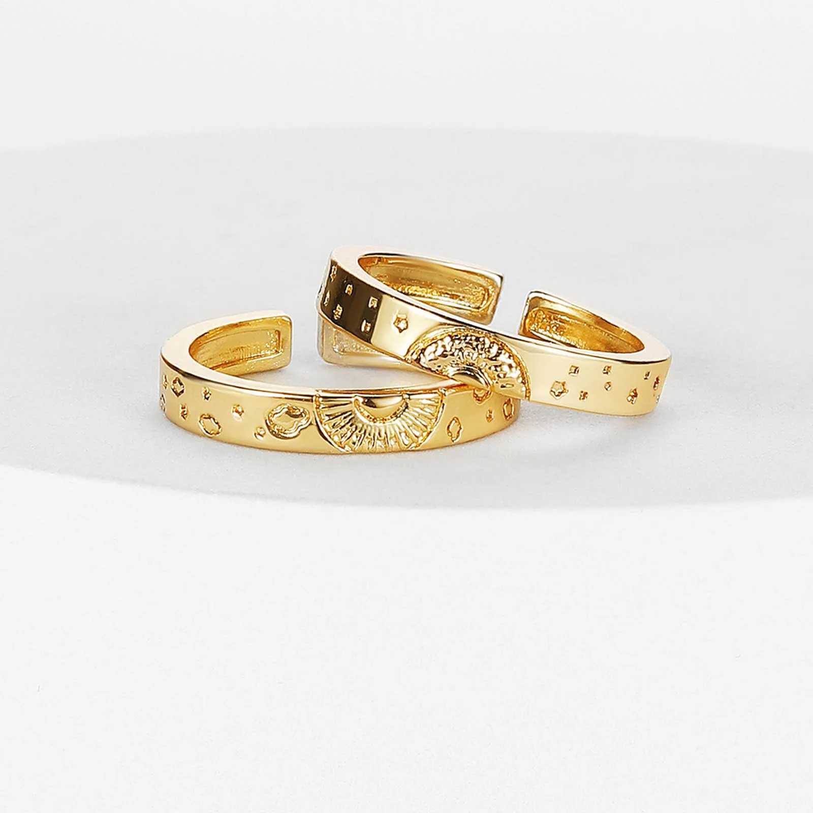 Adjustable Sun and Moon Couple Promise Ring, Boyfriend Girlfriend Matching Band, Price for Pair
