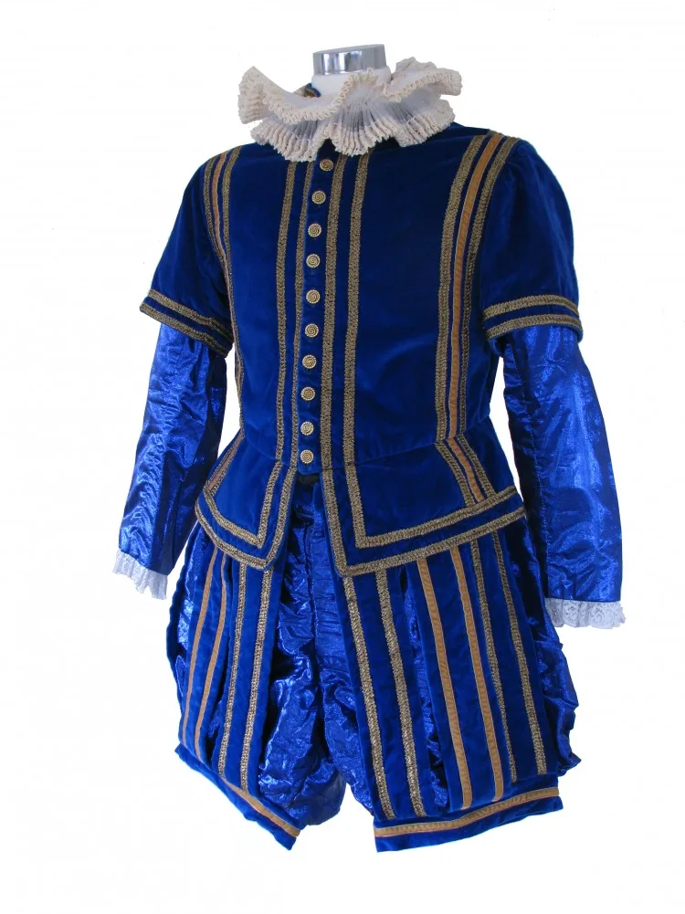 

15th Century Tudor Elizabethan Cosplay Costume Blue Uniform Tudor Kings Prince Costume Outfits Full Set Halloween Clothing