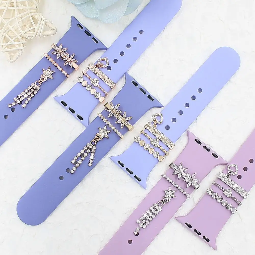 Creative Metal Watch Band Ornament Bracelet Diamond Decorative Ring Brooch Wristbelt Charms for iwatch Strap Accessories
