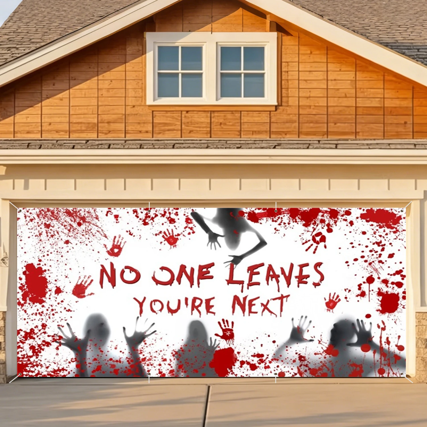 Halloween Party Garage Door Backdrop Decorative Bloody Skull Knife Outdoor Banner Driveway Large Halloween Party Decor Custom