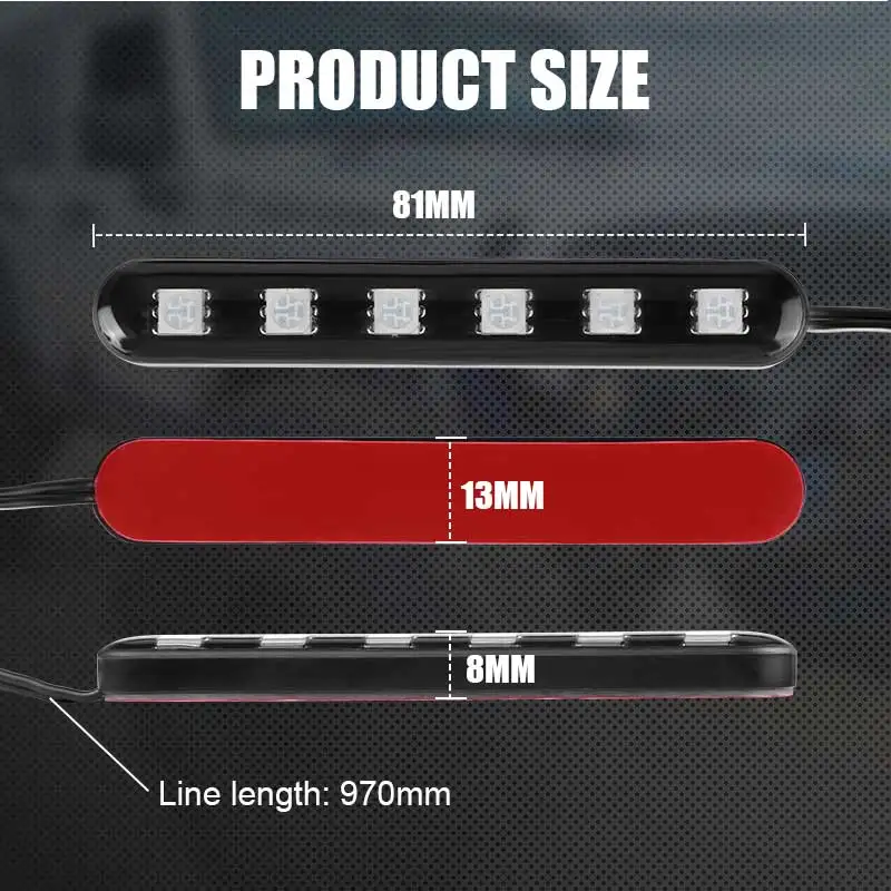 12V Motorcycle LED Tail Light 6led Taillights Strip Flashing Light Red Flowing Strobe Light Rear Stop Lamp Universal Accessories