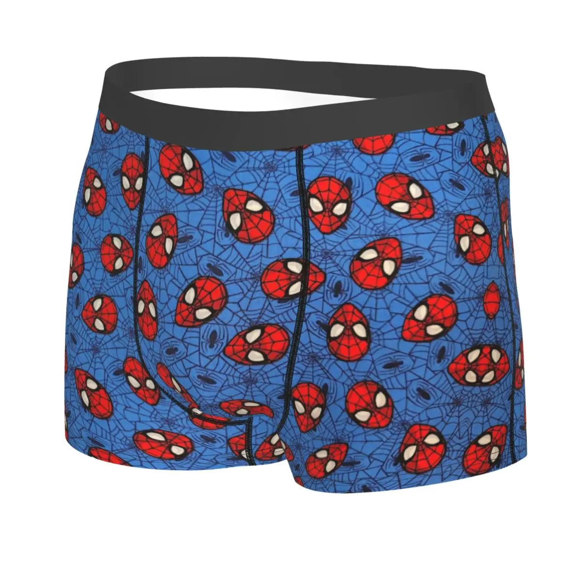 Customized Spider Man Face Toss With Web On Blue Quilt Underwear Male Print Boxer Briefs Shorts Panties Soft Underpants