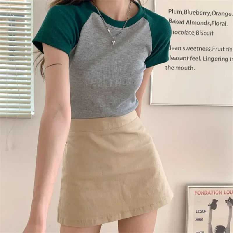 

Ins Юбки женские мини однотонные с высокой талией облегающие бедра с запахом популярные девушки лето универсальные повседневные шикарные повседневные модные для поездок на работу