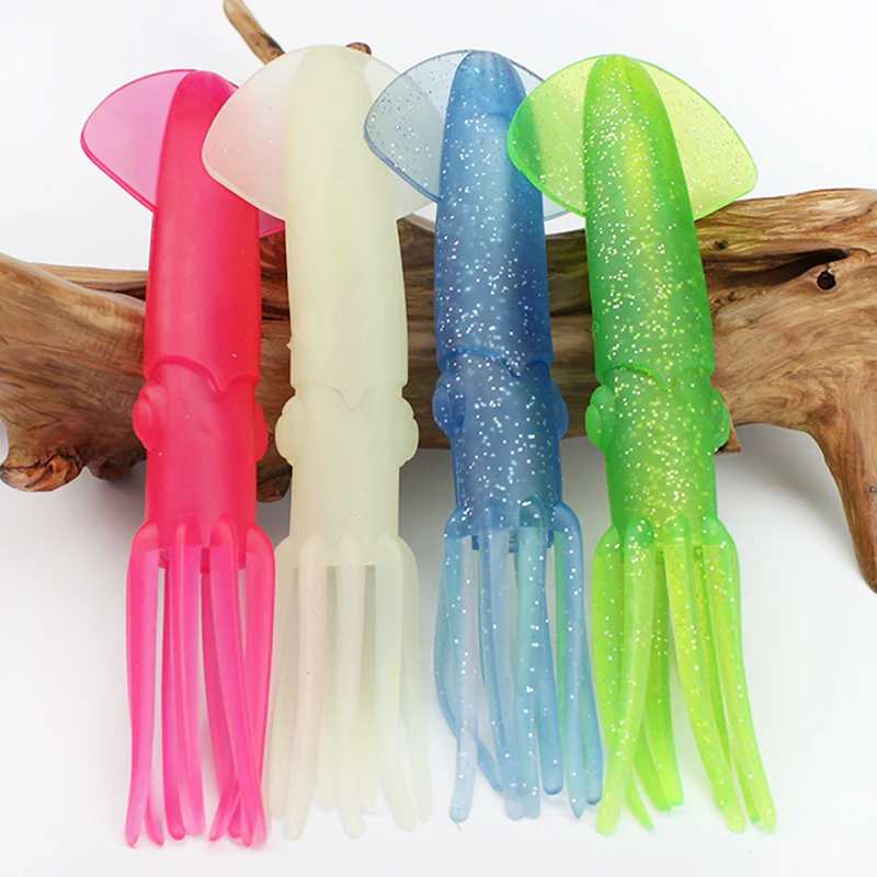 WEIHE 1 STÜCK # 2 Stück # 3 Stück 22cm 70g Künstlicher Leuchtender Oktopus Weicher Angelköder Tintenfisch-Angelköder