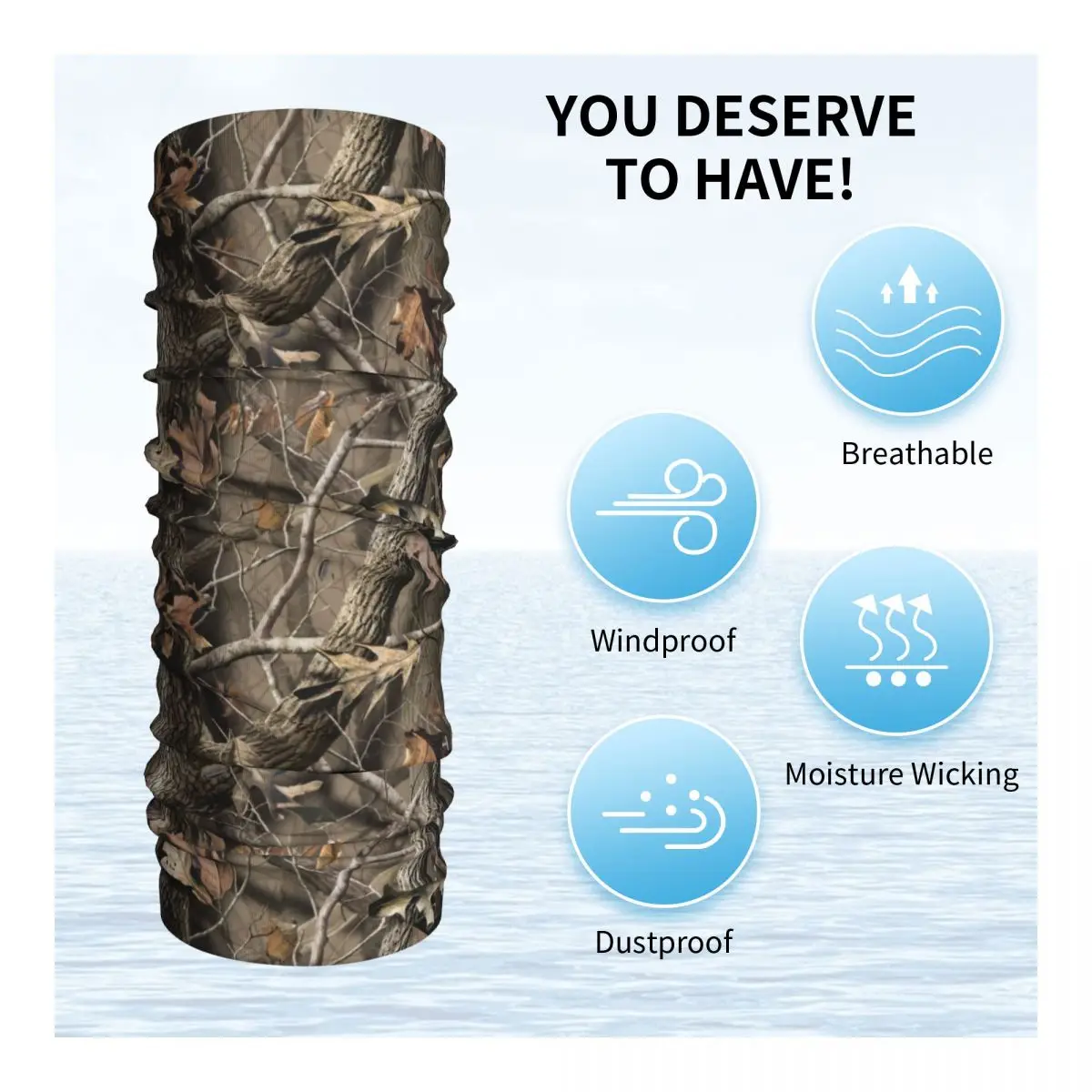 Real Tree Camouflage Camo Pattern Bandana Neck Warmer Men Women Winter Hiking Ski Scarf Gaiter Face Cover