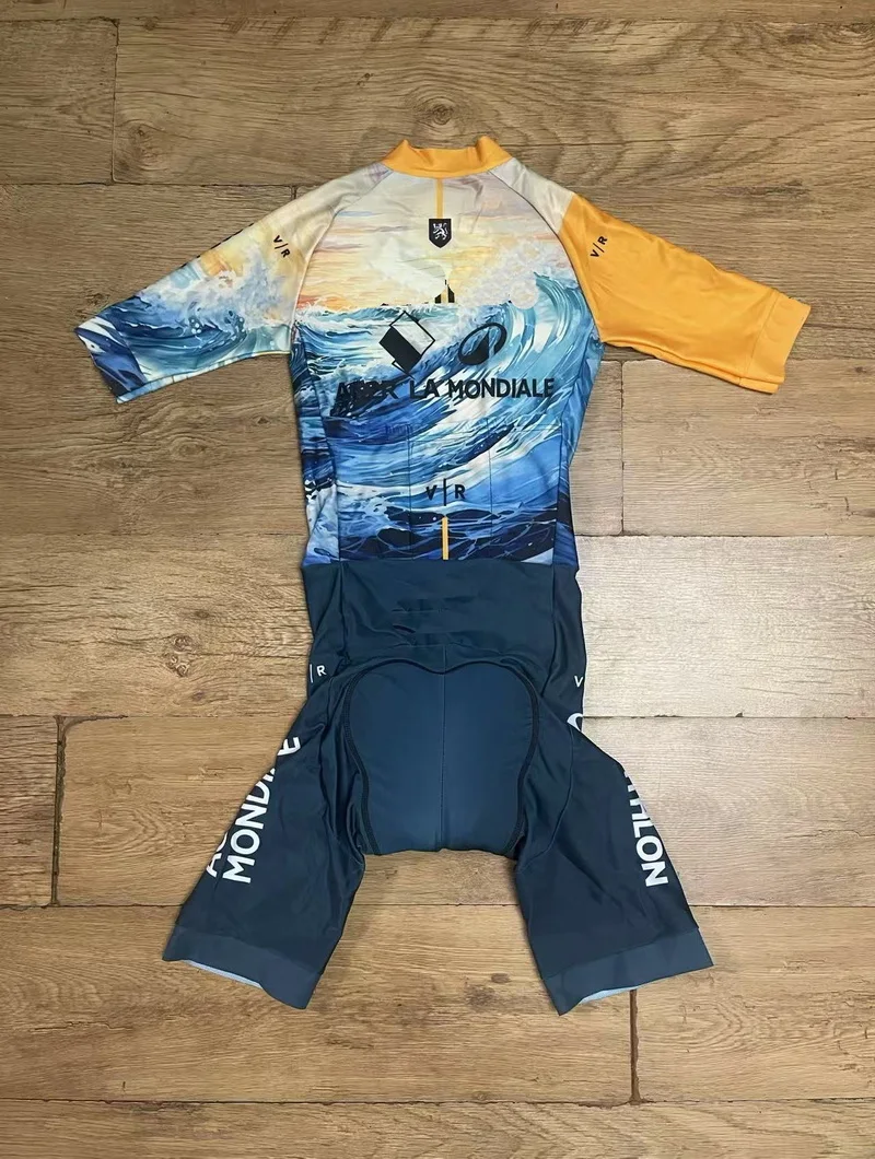 

MEN'S CYCLING WEAR CYCLING JERSEY BODY SUIT SKINSUIT WITH LASER CUT 2025 AG2R TEAM OCEAN GEL PAD SIZE XS-4XL