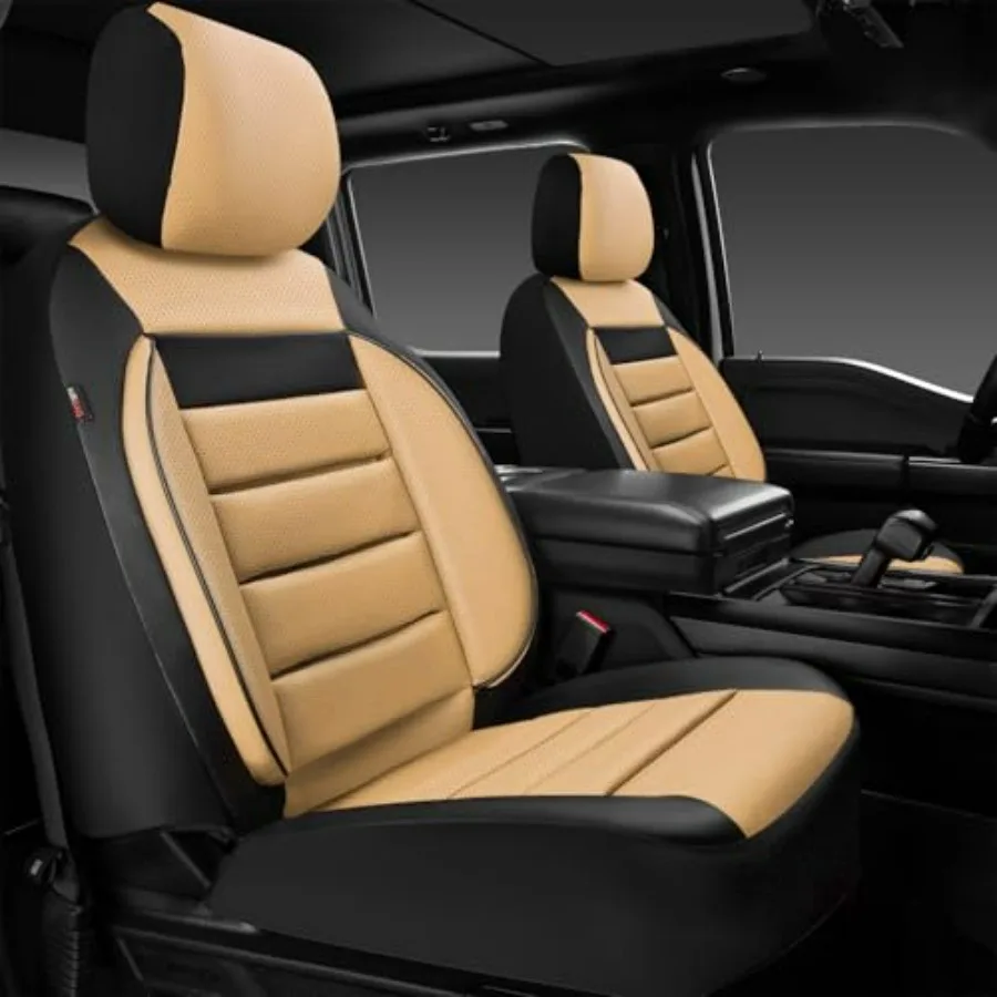 

Faux Leather Car Seat Covers Front Seats Only 3D Foam Support Universal Fit for Trucks Vans SUVs Sedans Automotive Comfortable