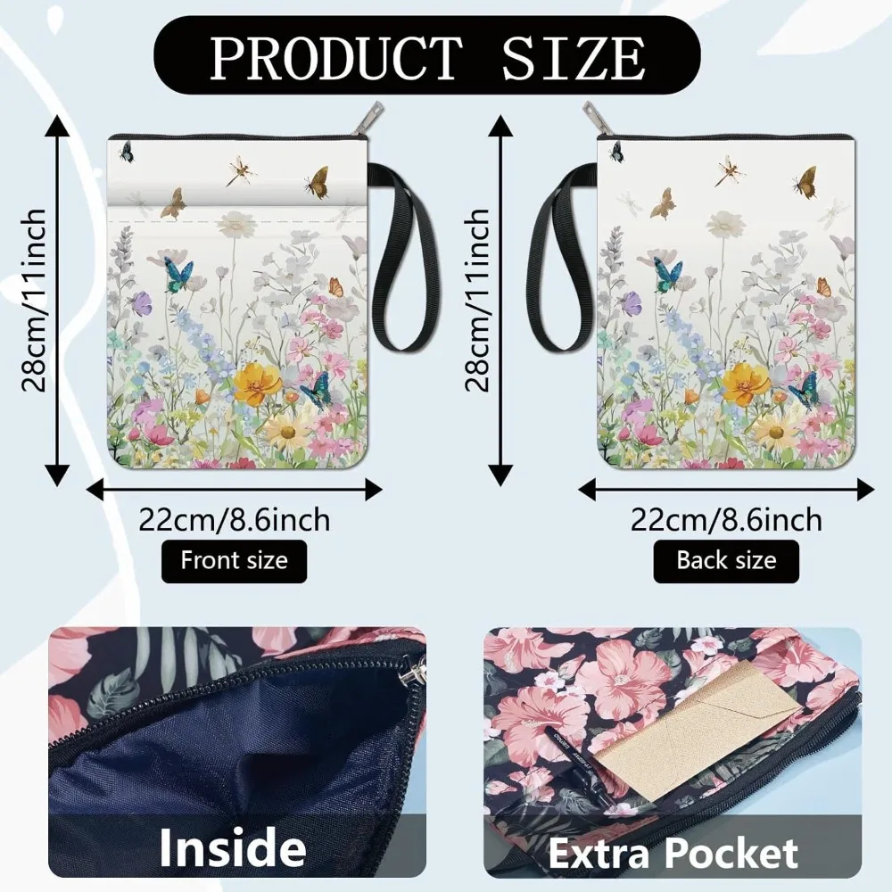 ปกหนังสือดอกไม้ ปกหนังสือแบบผีเสื้อ ปกหนังสือสําหรับปกอ่อน ปกหนังสือผ้าซักได้พร้อมซิปและพิเศษ