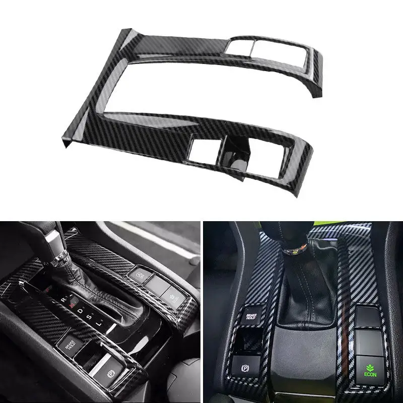 

Carbon Fiber Style Car Accessories Center Gear Shift Panel Cover Frame Trim LHD For Honda Civic 10th 2016 2017 2018 2019 2020