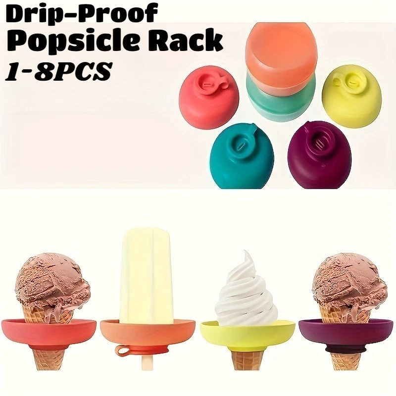 Drip-Proof Popsicle Rack Colorful Popsicle Stand with Drip Lid Reusable Portable Popsicle Protector for Summer Treats Ice Cream