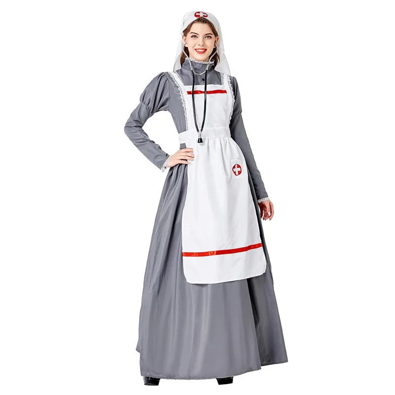 Sexy Damen Halloween Retro Mittelalterliche Krankenschwester Arzt Rollenspiel Kostüm Set Weibliche Französische Dienstmädchen Bühnenauftritt Faschingskostüm – Detail 3