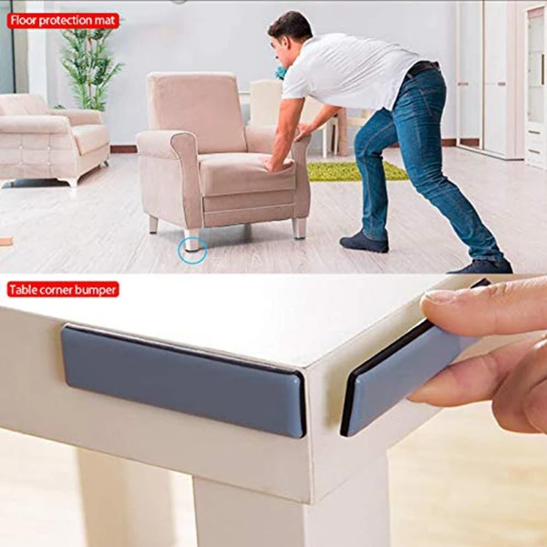 A04I 16 Pcs Furniture Glides PTFE Sliders Self-Adhesive Furniture Glides Set Round Square for Furniture Easy image 4