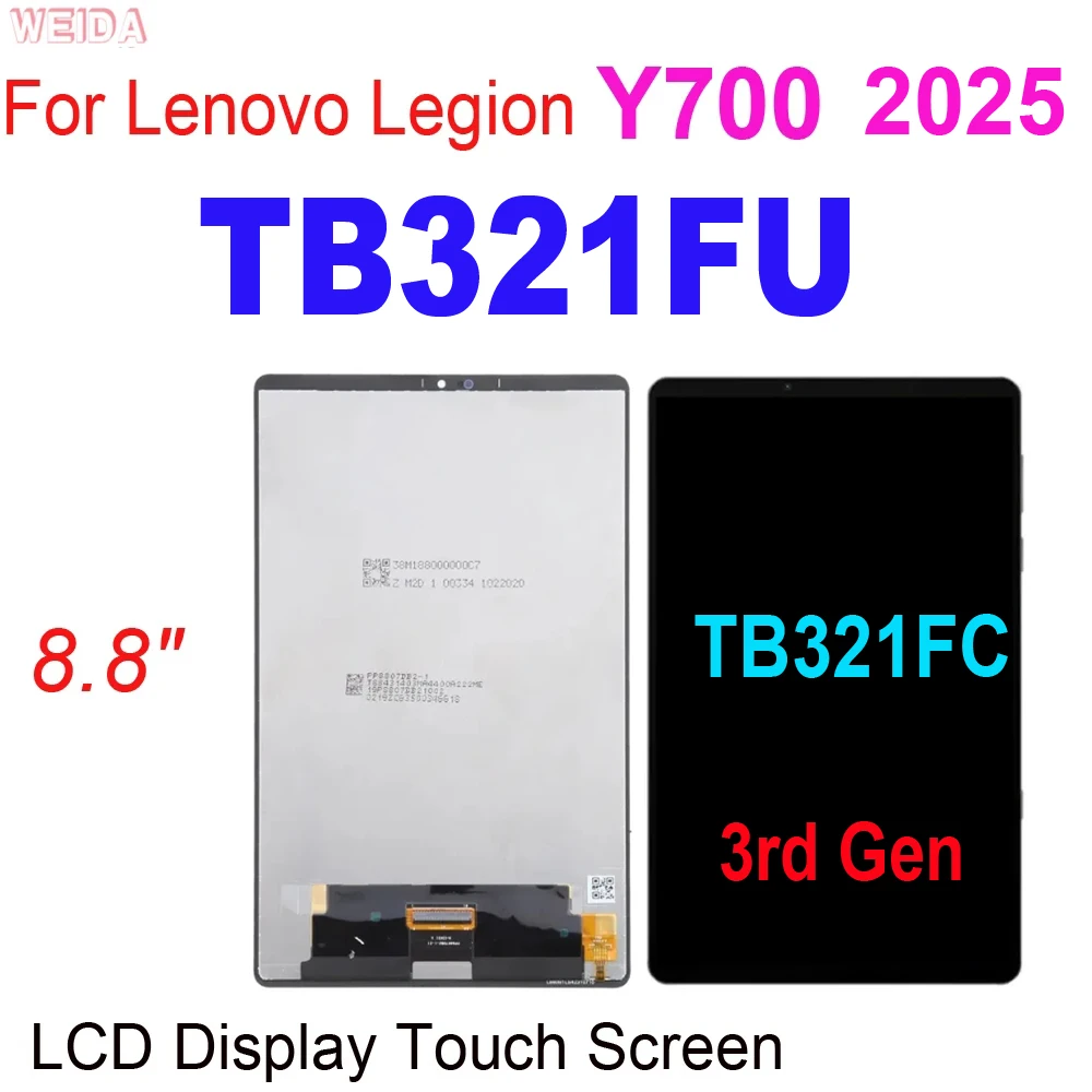 8.8 inch For Lenovo Legion Y700 2025 (3rd Gen) TB321FU TB321FC LCD Display Touch Screen Digitizer Assembly Replacement Parts