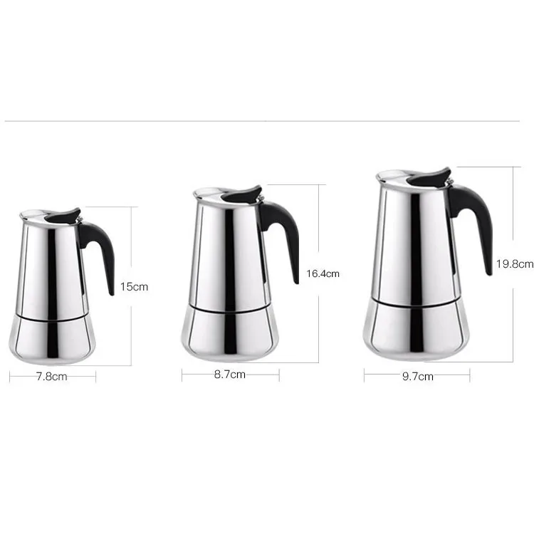 

200ml 300ml 450ml Italian Coffee Machine Maker Espresso Stainless Steel Moka Pot