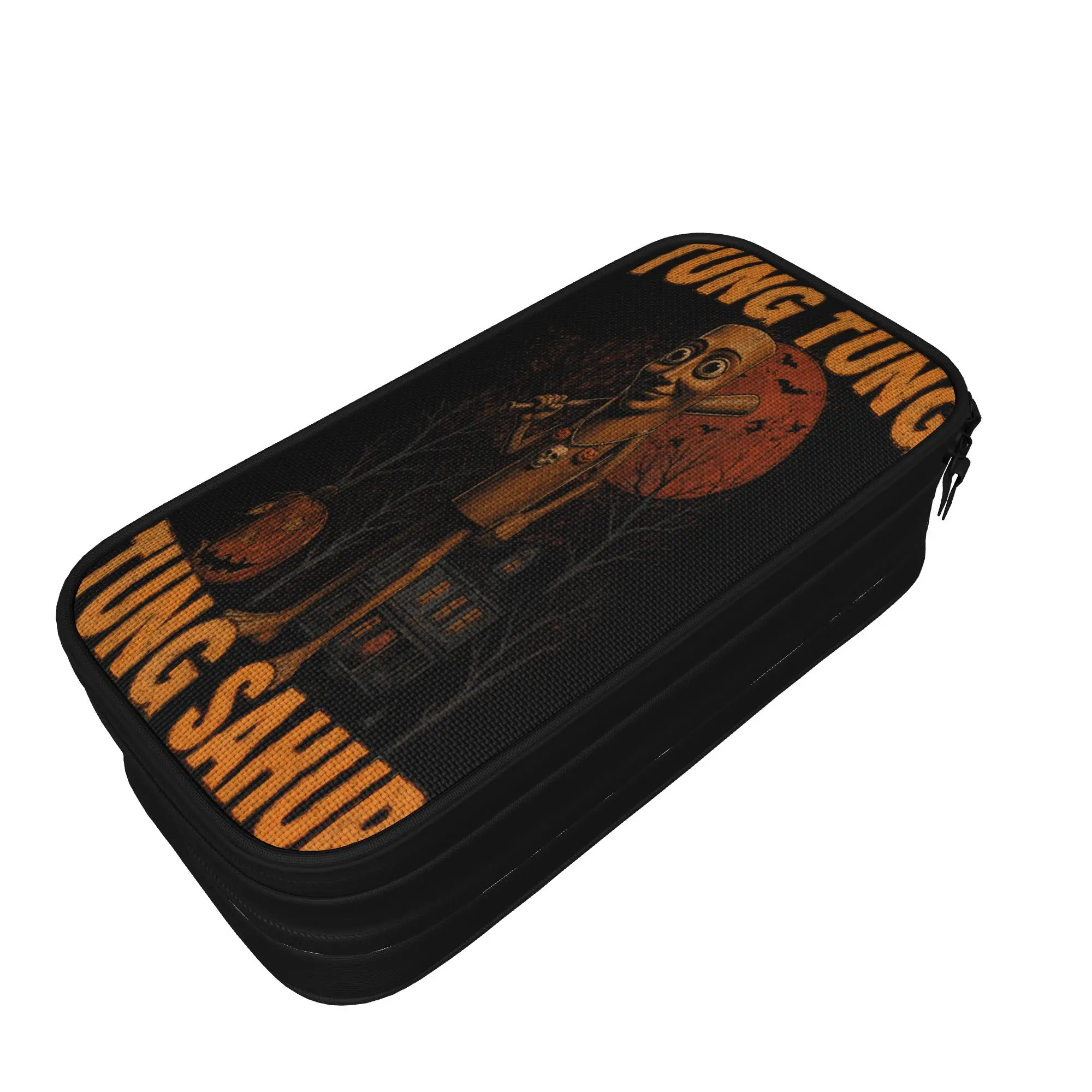 Vintage Halloween Tung Tung Sahur Pumpkin Scary Pencil Case  Boy Girl Kawaii Pen Box Pattern School Pencil Cases Stationery Gift