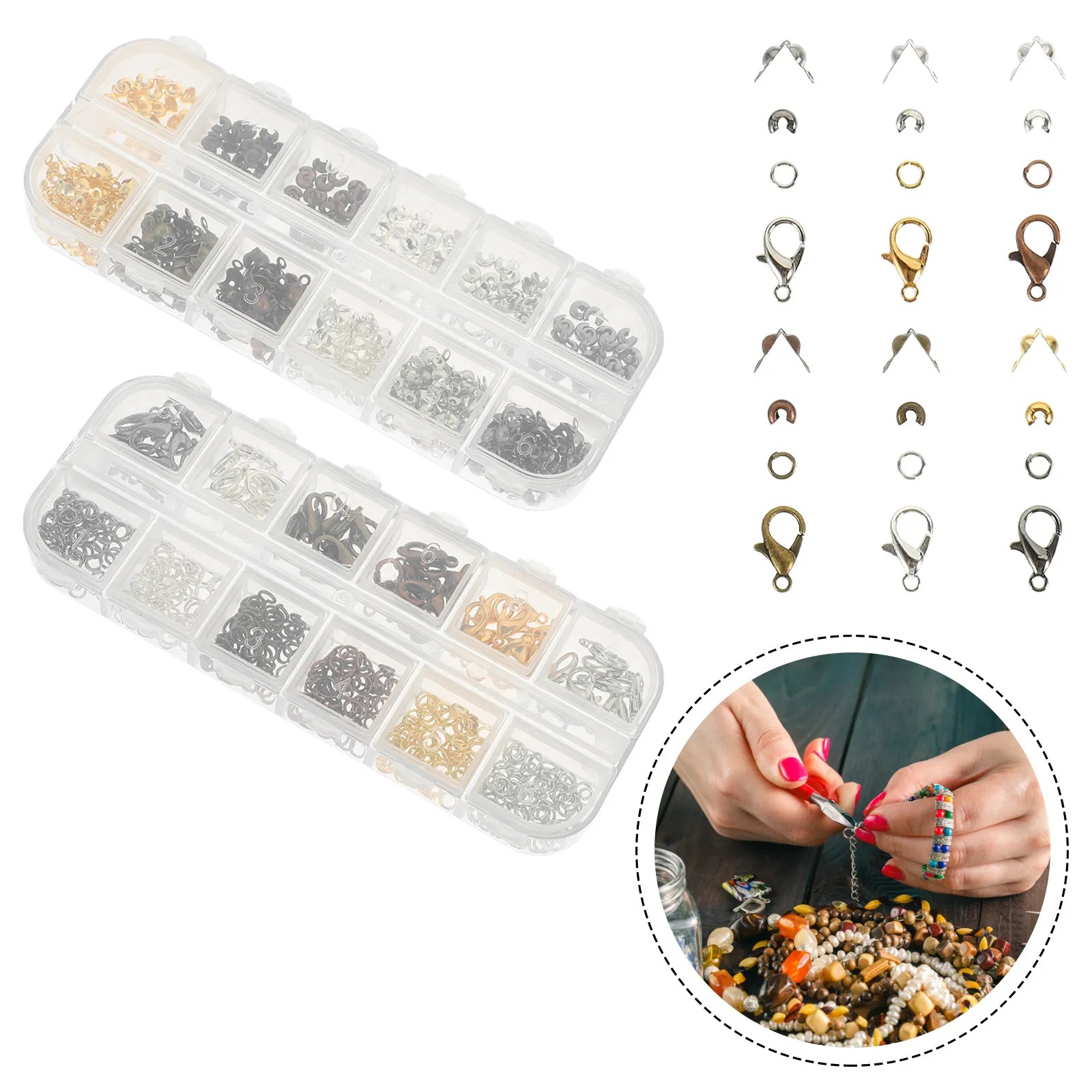 

782Pcs Metal Crimp Beads and Lobster Buckles DIY Jewelry Findings Set for Necklace Bracelet Anklet Making Handmade Craft
