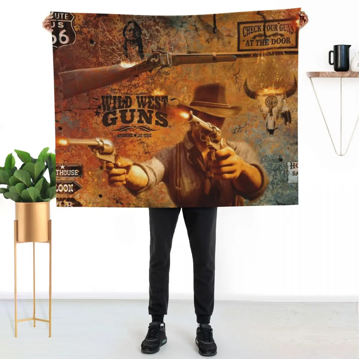 WILD WEST GUNS Throw Blanket Machine Washable Soft Warm Blanket