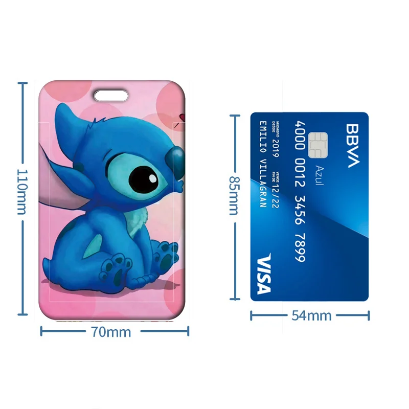 Disney Lilo e Ponto Titular Do Cartão, Cordão Chaveiro, Boy Bus Card Case, Cinta Do Pescoço, Meninas Protetores Do Cartão, Badge ID, Titular de Credencial