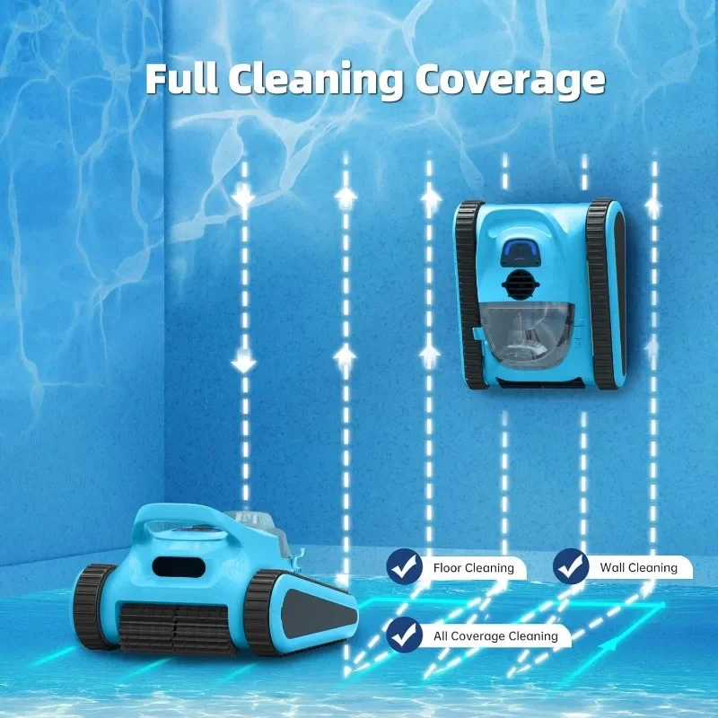 Pool Vacuum for Inground Pools: Cordless Robot Robotic Pool Cleaners with Hook 180W Suction Auto Vacuums Wall Climbing Waterline