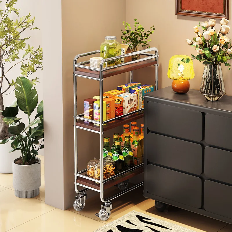 

Narrow Rolling Cart Modern Multi-Tier Storage Shelf Slim Space-Saving Organizer for Kitchen/Bathroom/Living Room Snack Rack