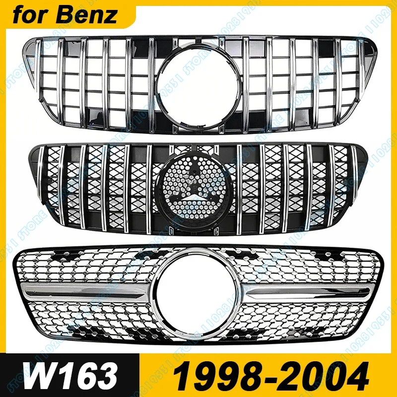 for W163 ML Class 1998-2004 Mercedes Benz GT/Star Style ML230 ML270 ML320 ML400 ML430 Front Bumper Mesh Grille Radiator