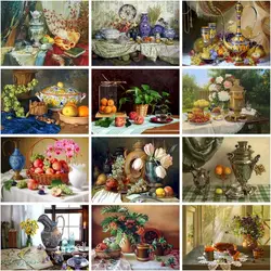 GATYZTORY Diy Paint By Number Fruit Teapot Wall Art Picture By Numbers Acrylic Canvas Painting For Home Decoration