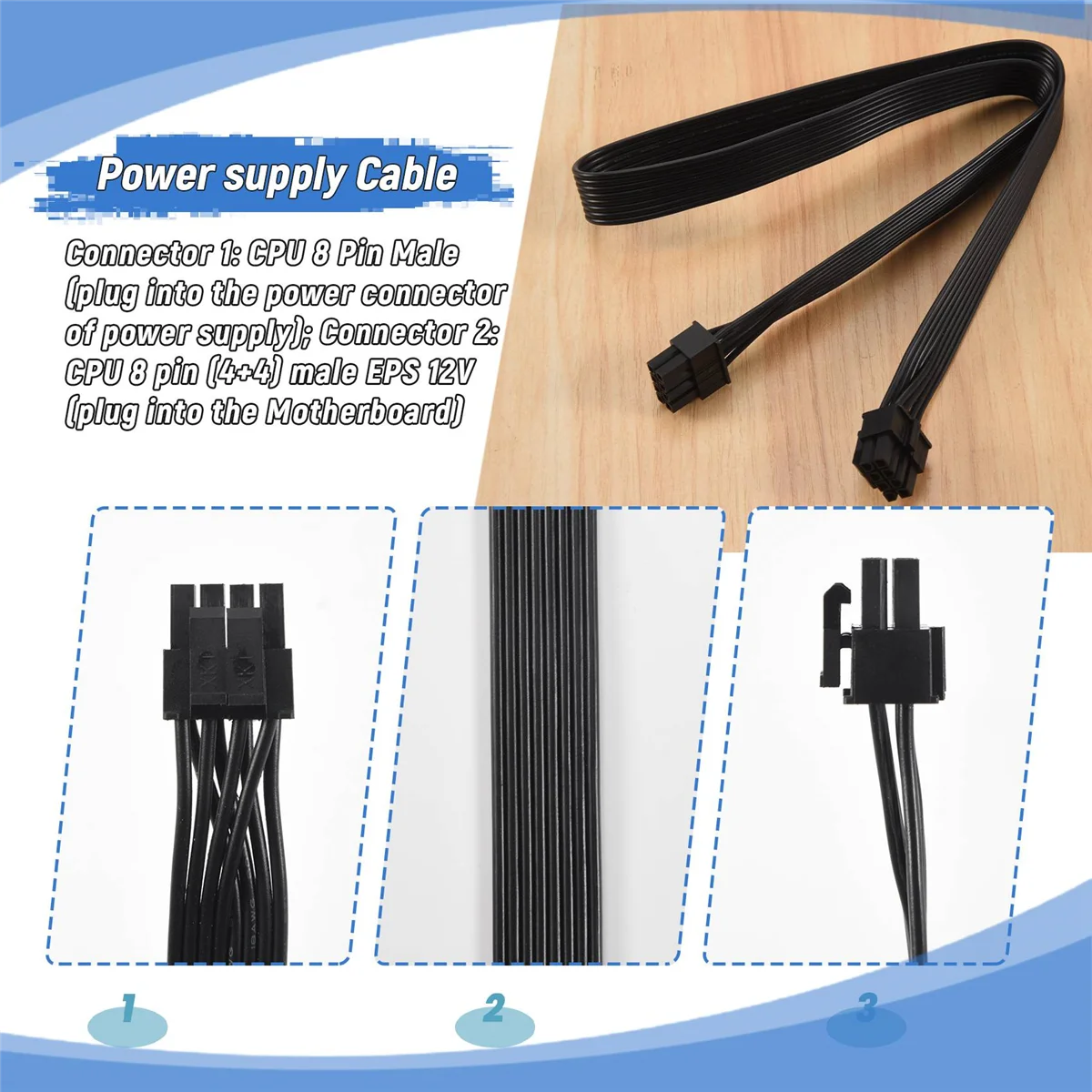 CPU 8 Pin to 4+4 Pin ATX Power Supply Cable 8Pin to 8Pin for Corsair for COOLER MASTER and So on Modular Power Supply HOT