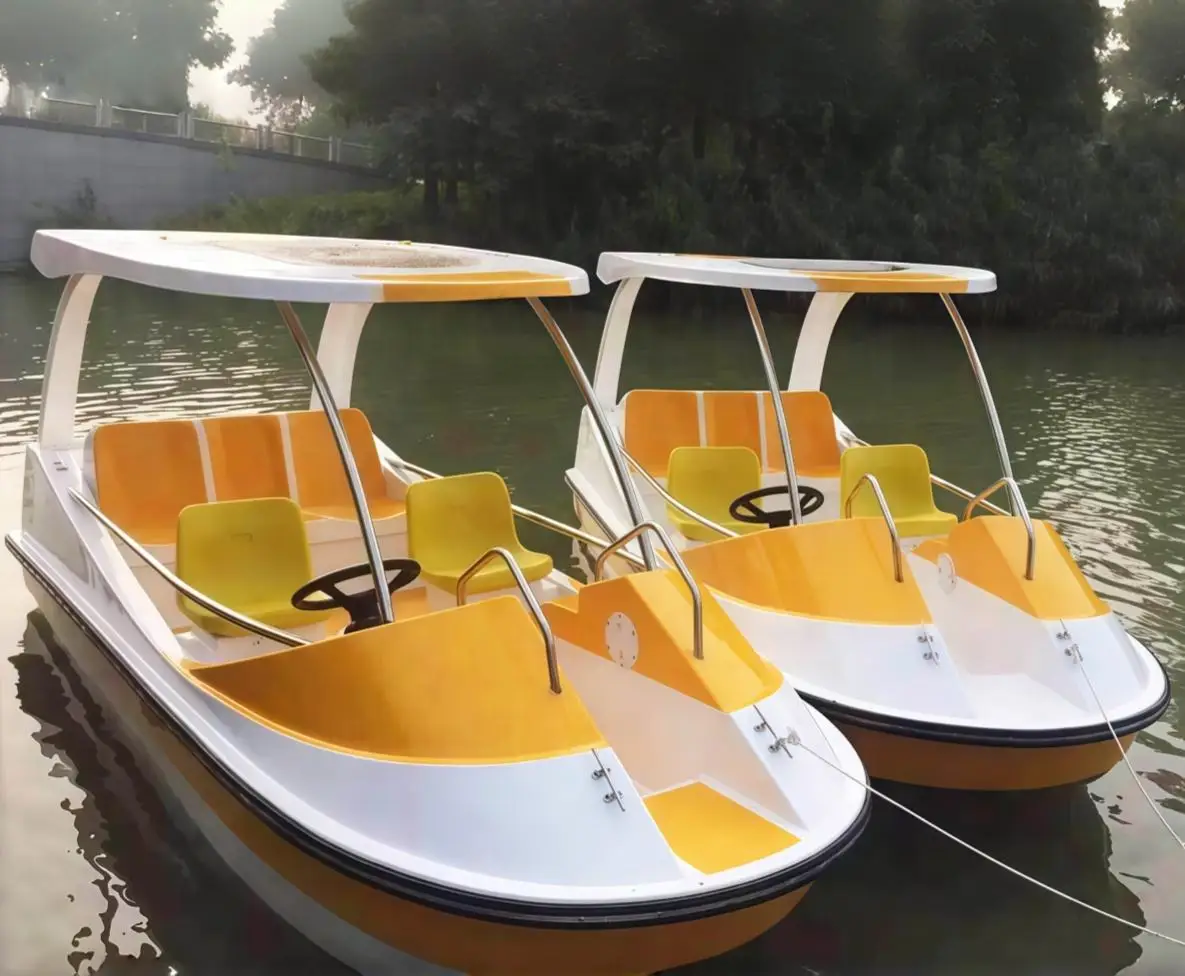 Alquiler de Bote Eléctrico de Fibra de Vidrio para 5 Personas, con Motor Interno, Pedales, Equipo de Entretenimiento y Recreación, Bote de Paseo Fácil de Conducir