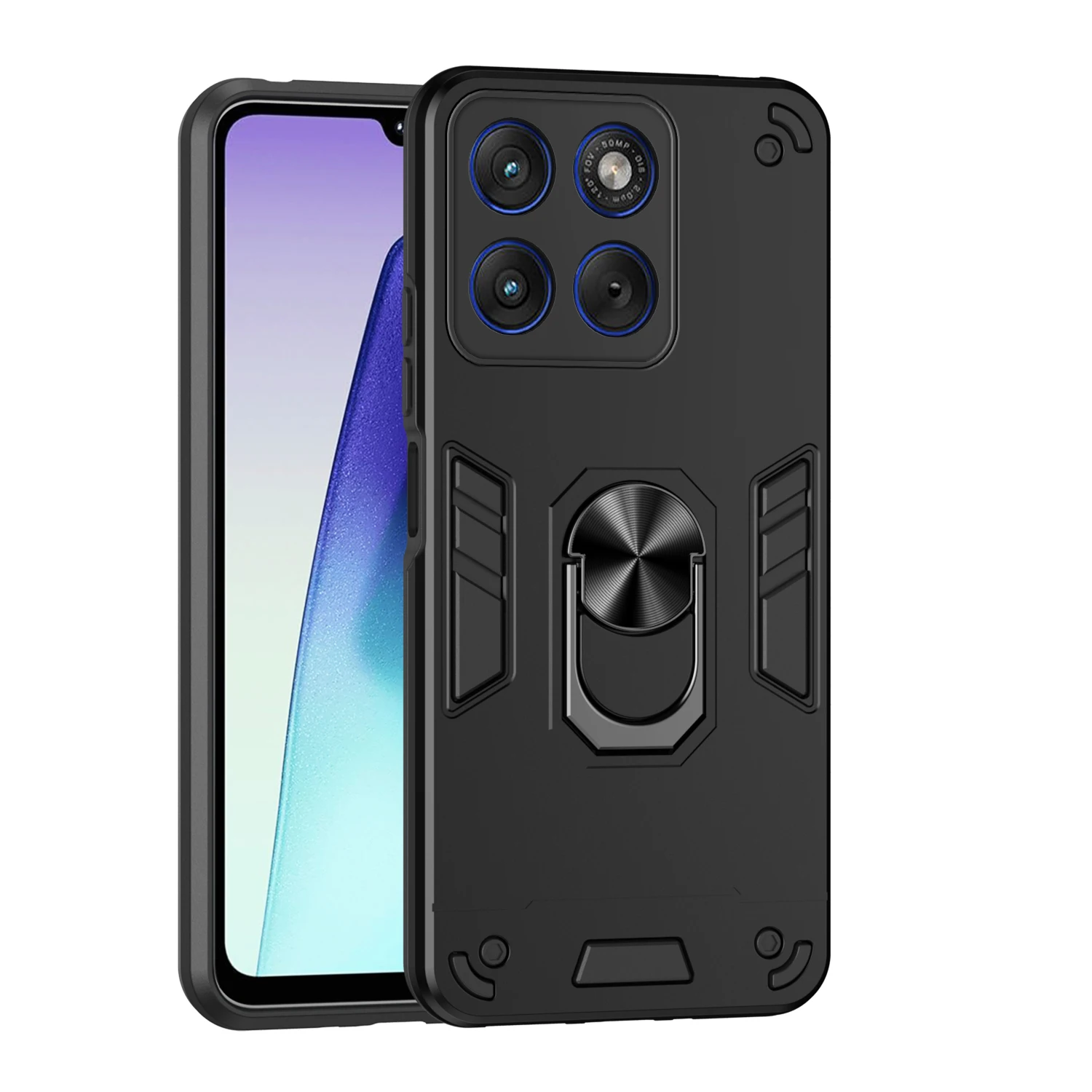 Прочный противоударный чехол для телефона Motorola Edge 70 Fusion с магнитным металлическим кольцом-держателем, пластиковая задняя крышка из ТПУ, Fundas