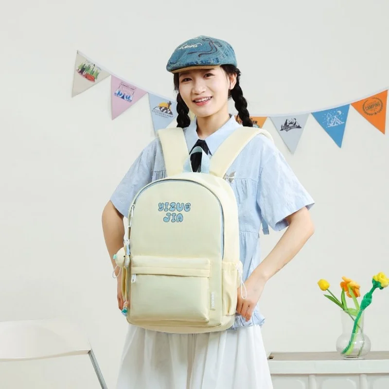 Waterproof Teenage Bookbag Nylon Rucksack Fashion Girl Backpack Women Shoulder Bag High School Schoolbag Black