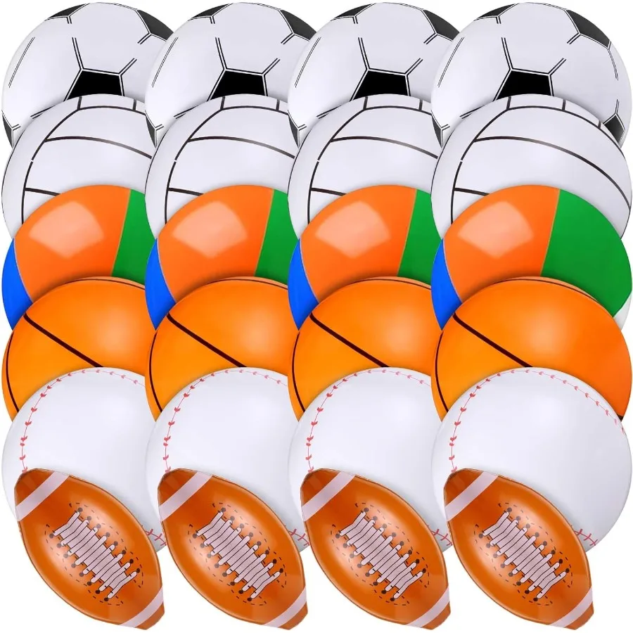 24 peças 16 Polegada mix esportes bolas de praia infláveis bolas de praia em massa esportes temáticos festa favores piscina float brinquedo para aniversário par
