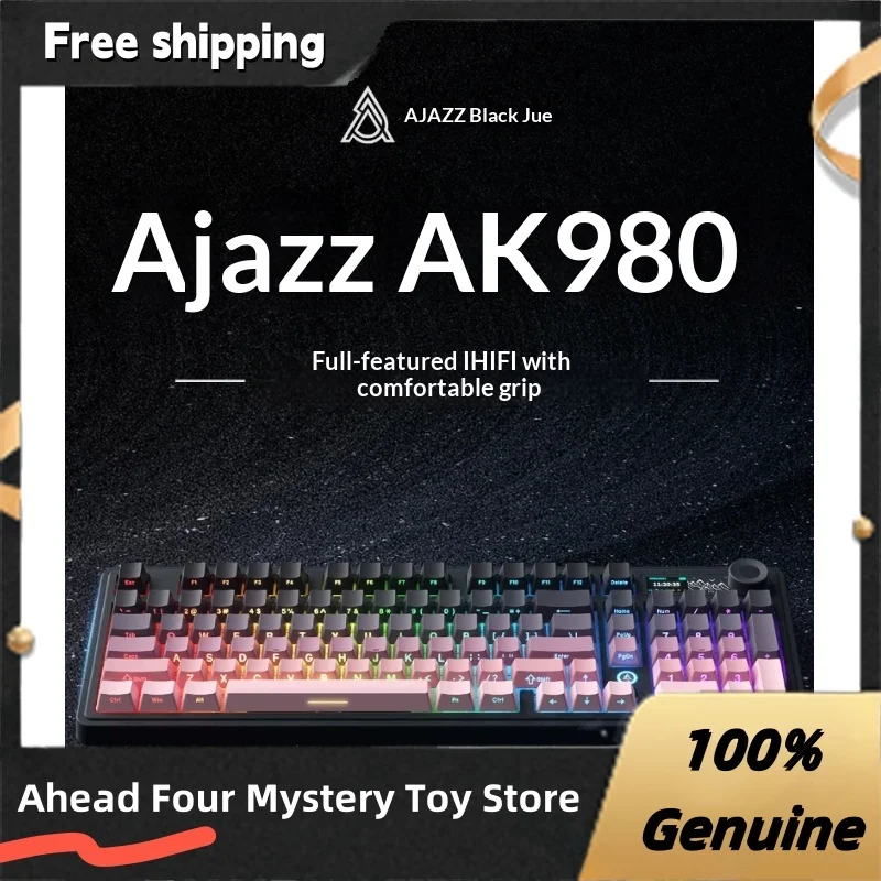 Ajazz Ak980 Mechanical Keyboard Tri Mode Wireless Bluetooth Wired Custom Side Keycaps For E Sports Gaming Office Pc Computer