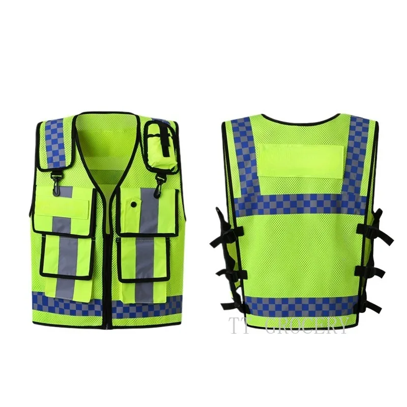 Multi-pocket Reflective Safety Vest Night Riding Safety Traffic Railway Coal Miners Uniform Vest Breathable Reflective Vest