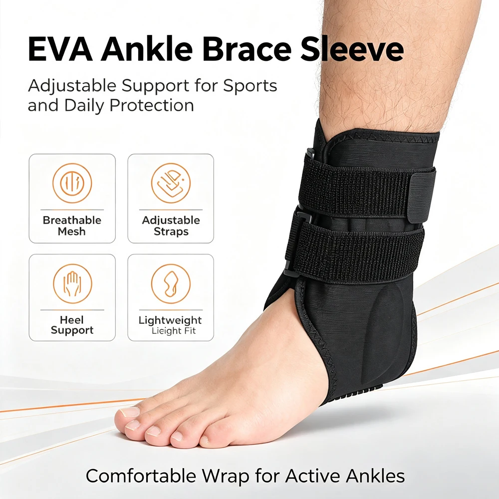 1PCS/2PCS Neoprene Ankle Brace with EVA Pads, Compression Support for Sprains, Running, Basketball, Soccer, Volleyball, Gym