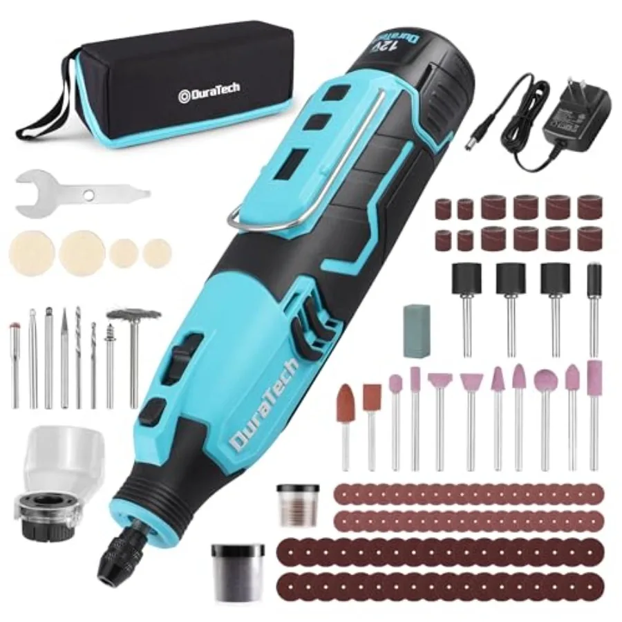 

Cordless Rotary Tool Kit 12V Rotary Tool with 2.0Ah Rechargeable Battery 5000-35000RPM 7 Variable Speed 118PCS Accessories for