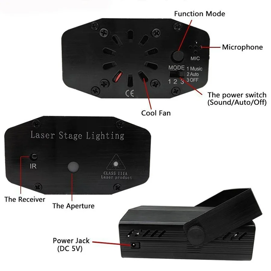 LED เลเซอร์โปรเจคเตอร์แสงสีแดงสีเขียวดิสโก้ KTV ปาร์ตี้ Strobe แฟลชในร่มเลเซอร์โคมไฟสำหรับคริสต์มาส Dance Light แสดง