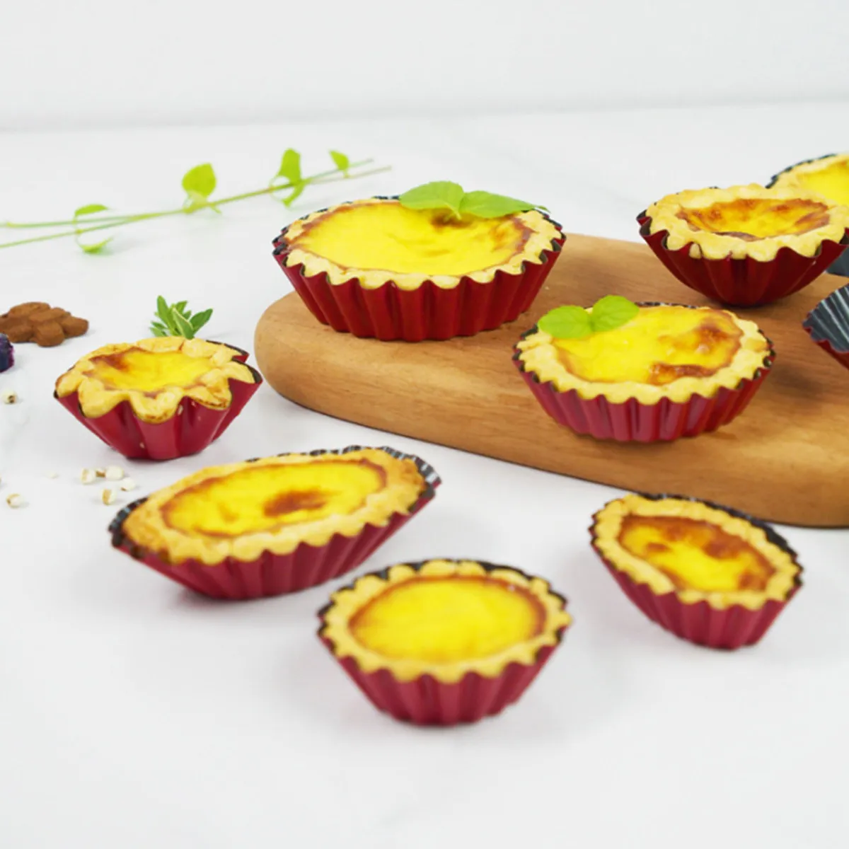 

3Pcs Nonstick Egg Tart Molds Alloy Steel Thick Reusable Fluted Cupcake Muffin Baking Cups Tartlet Pans Home Kitchen Black Red