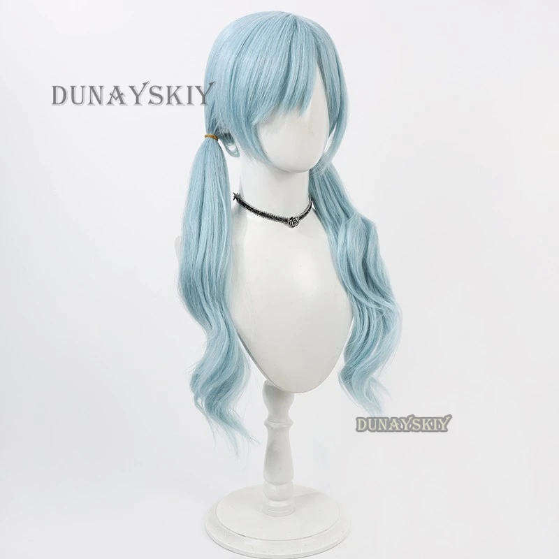 Hinomori shizuku cosplay synthetische haar perücken projekt sekai bunte bühne! Kunststück. 60cm lange blaue cos Perücke hitze beständig