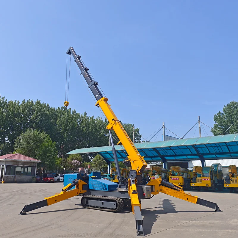 جديد 3T 5T 8 T10Ton كرين البناء رافعة عنكبوت صغيرة مجنزرة مع جهاز التحكم عن بعد #3