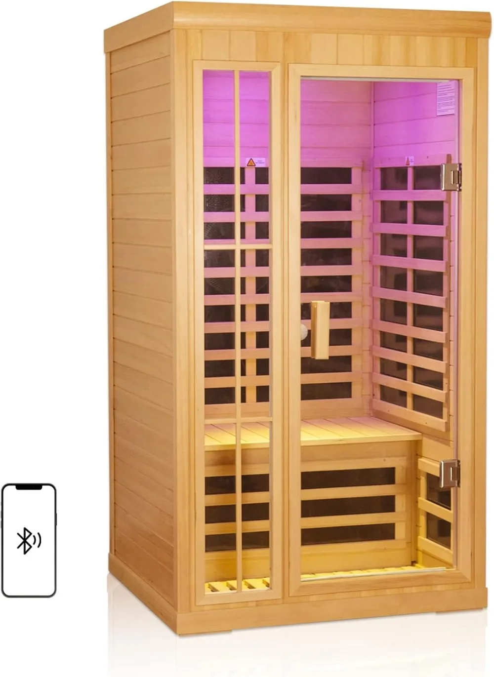 

1 to 2 Person Infrared Sauna, Hemlock Wood Low EMF FAR Infrared Sauna for Home, 1,350watt, Indoor Saunas with Bluetooth LCD, LED