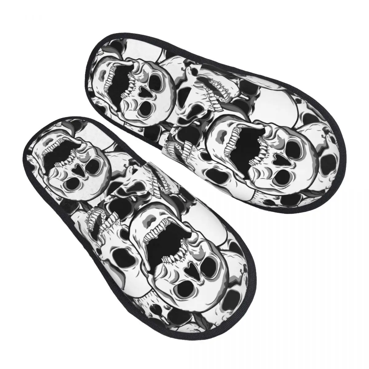 Soft Slippers Skull Tattoo Non-Slip Floor Indoor Home Furry Slippers Shoes For Bedroom