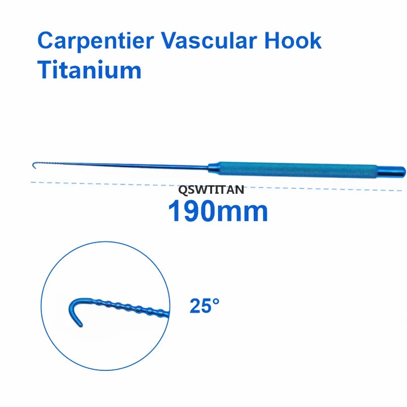 Titanium Carpentier Vascular Hook Angled 190mm long Neurosurgery Micro Surgical Instruments