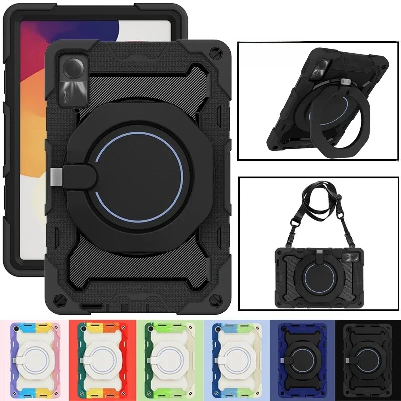 For Xiaomi Redmi Pad SE 8.7 Pro 12.1 10.6 Mi Pad 5 6 11 inch 6S Pro 12.4 Tablet Case Shockproof Silicon PC Pull Ring Stand Cover